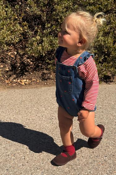 PELELE DENIM CORAZONES BORDADOS - Azul medio de Zara