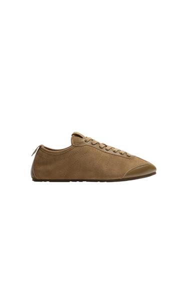 LEATHER TRAINERS - Brown by Zara