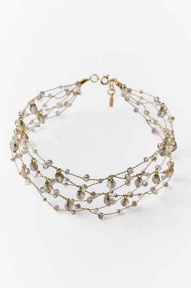 METALLIC THREAD JEWEL CHOKER - Golden by Zara