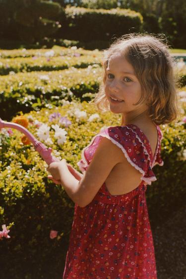 FLORAL PRINT LINEN BLEND DRESS - Fuchsia by Zara