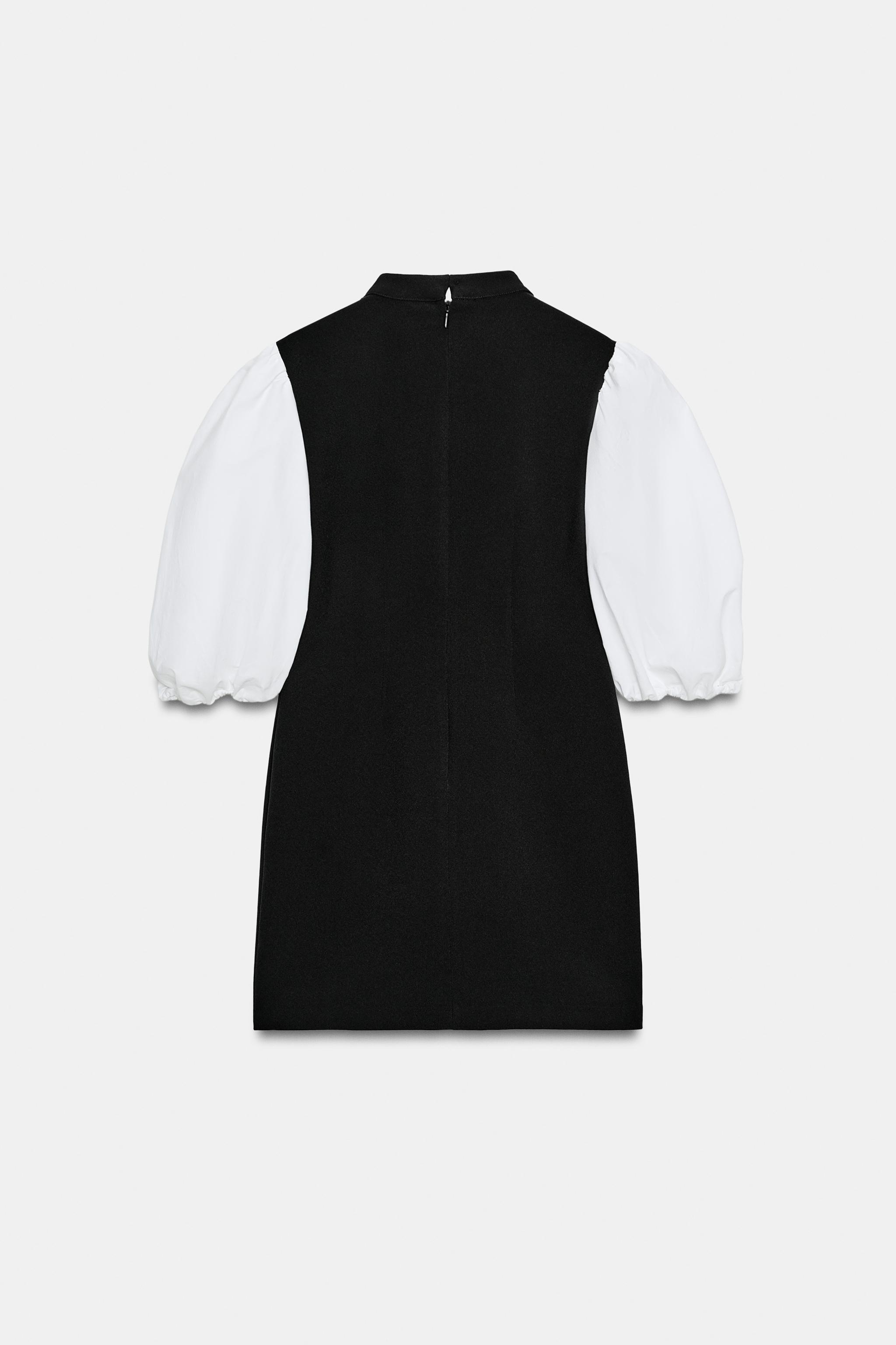 MIXED-FABRIC PEARL DRESS