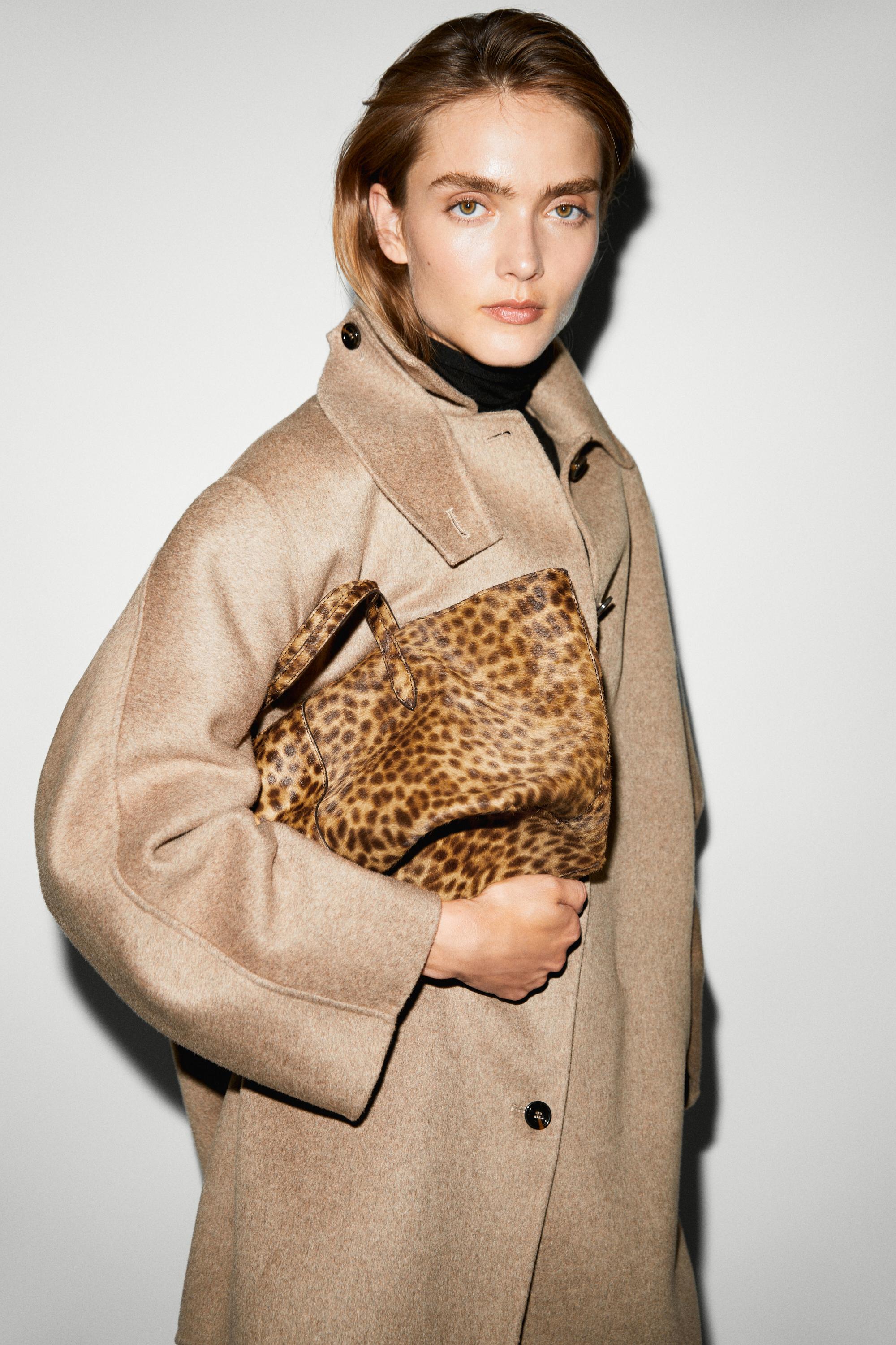 Melange coat with collar detail