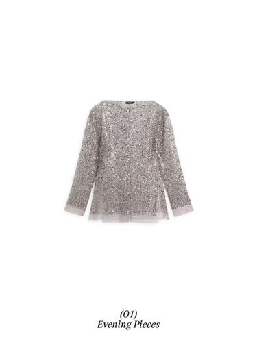 Zara Sequinned blouse with cowl neck - Salmon