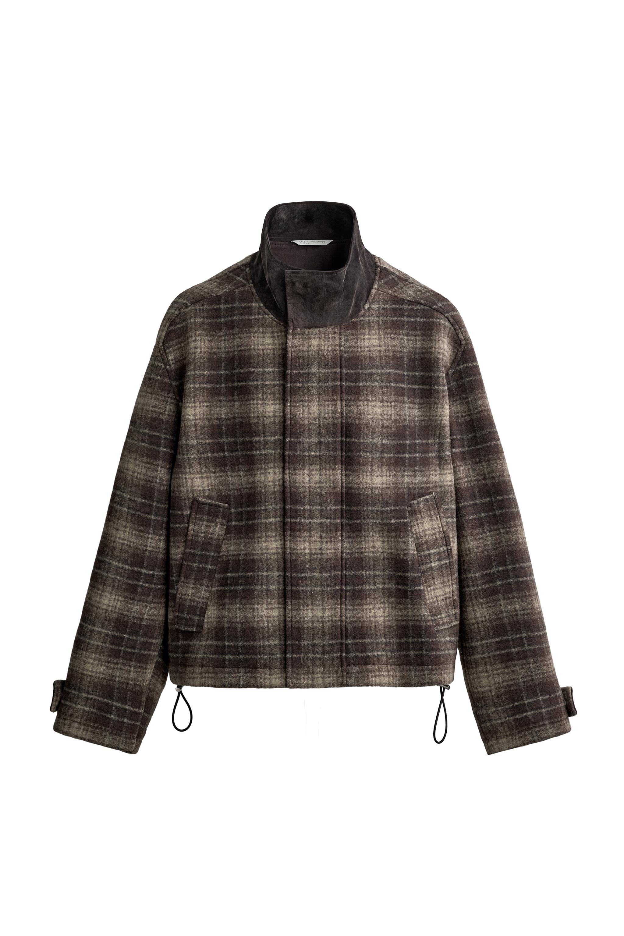 CAZADORA RELAXED FIT CUADROS CONTRASTE