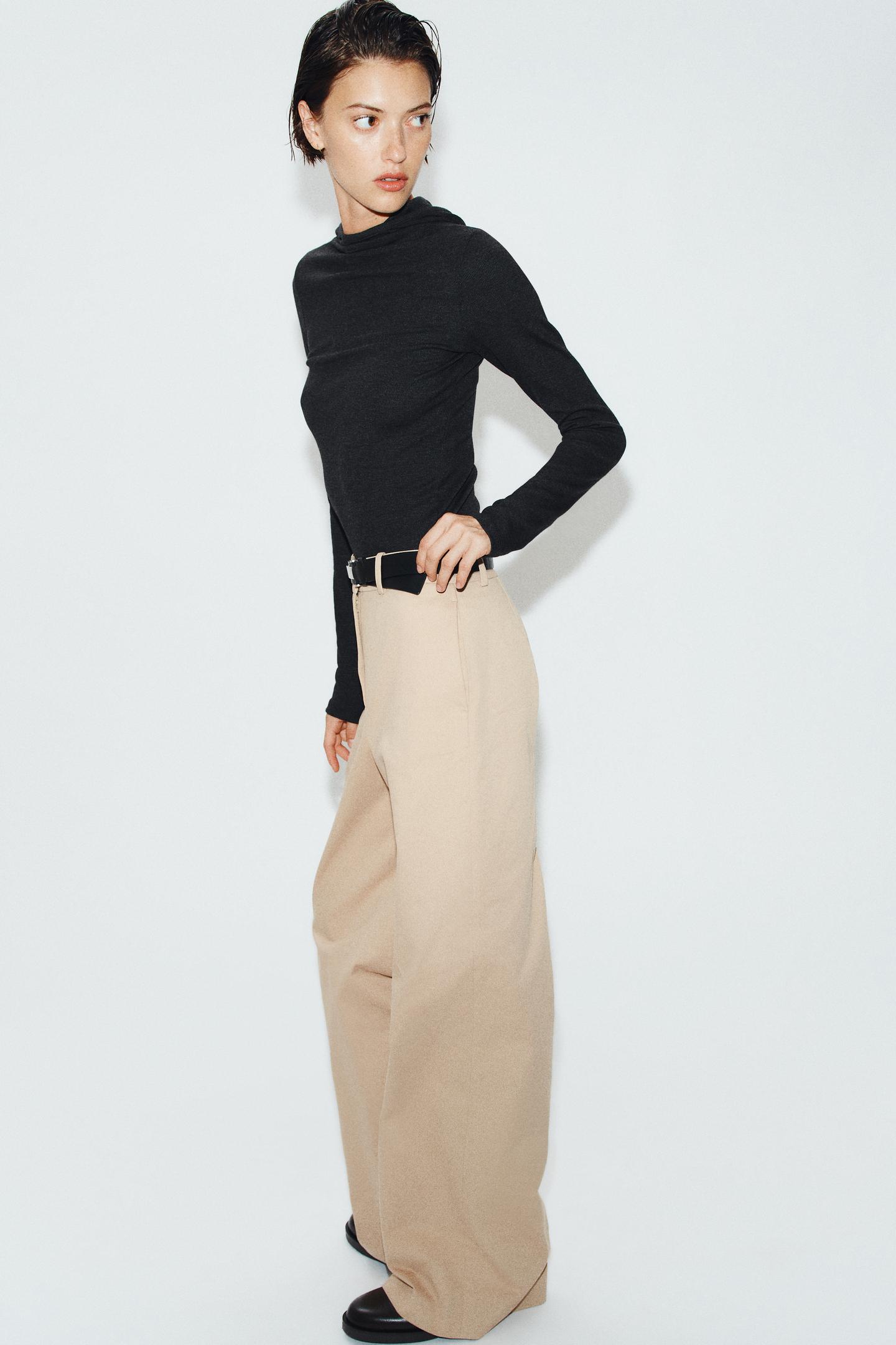Женское худи Zara Slim T-SHIRT, цвет: Антрацитовый серый — фото 4