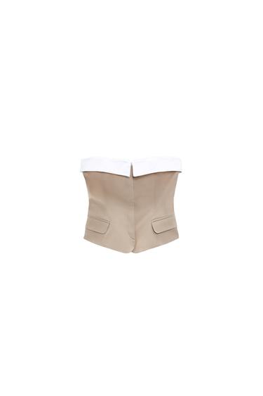 MIXED GABARDINE TOP