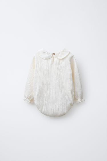 TEXTURED NECK BODYSUIT - Ecru by Zara - Image 1