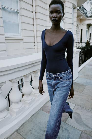 V-NECK BODYSUIT — Midnight blue 2