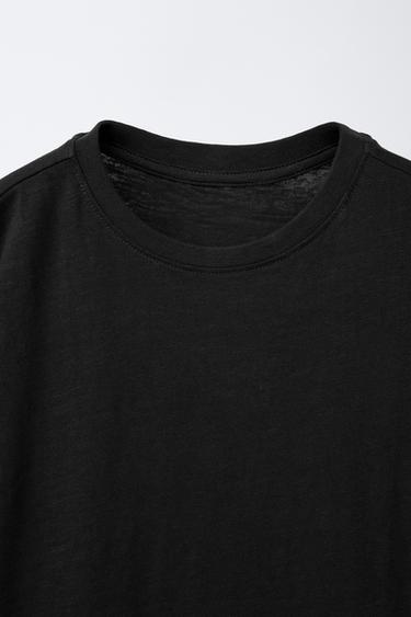 2-PACK OF PLAIN SLUB KNIT T-SHIRTS - Black by Zara - Image 3