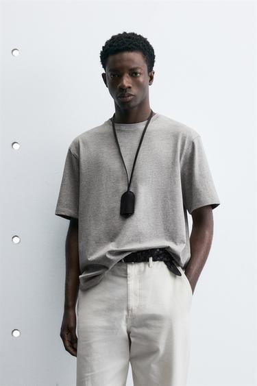 MEDIUM WEIGHT SHORT SLEEVE T-SHIRT - Grey marl by Zara