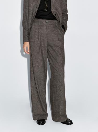 Pantalon de tailleur bottonato - Chocolat de Zara