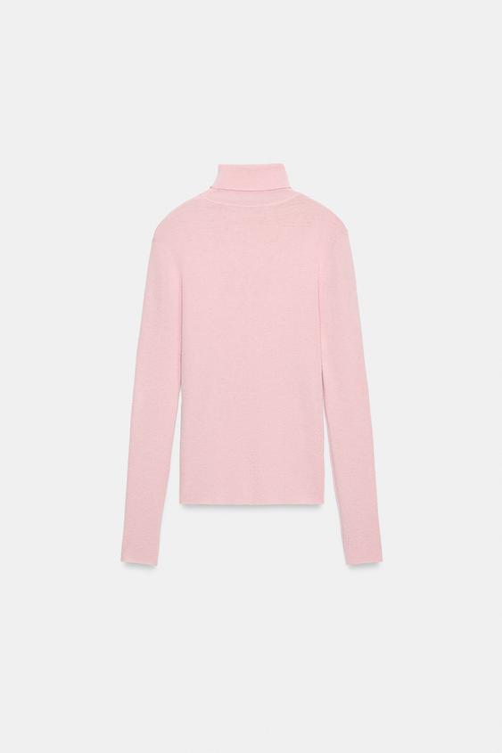 FINE KNIT HIGH NECK JUMPER - Pastel pink by Zara - Image 6