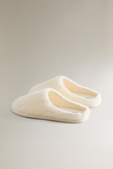 FAUX FUR SLIPPERS WITH PLAITED DETAIL - Beige by Zara - Image 3