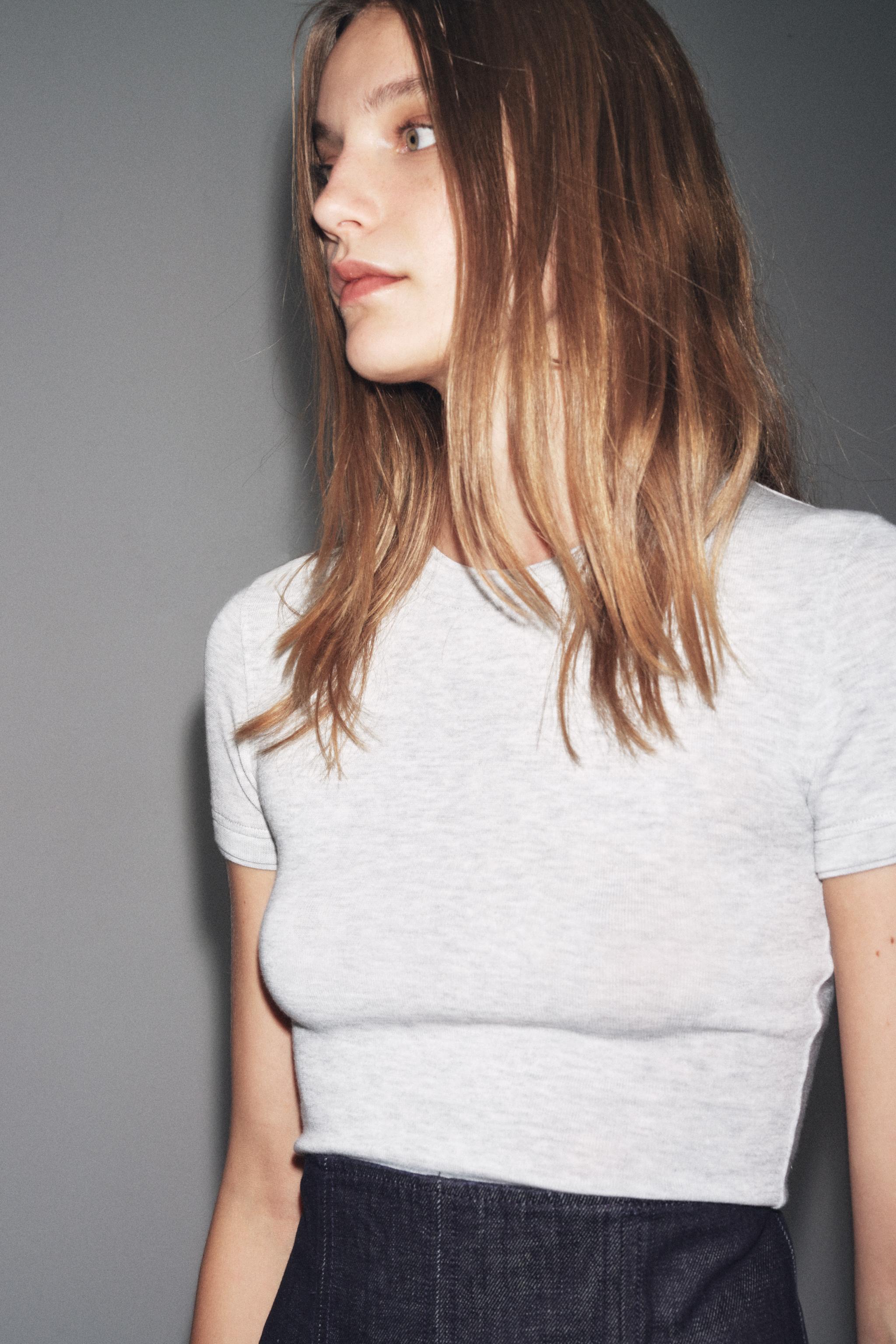 SOFT SHORT SLEEVE T-SHIRT - Gray marl | ZARA Canada