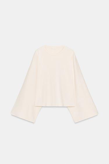 CAPE SLEEVE T-SHIRT - Butter by Zara - Image 5