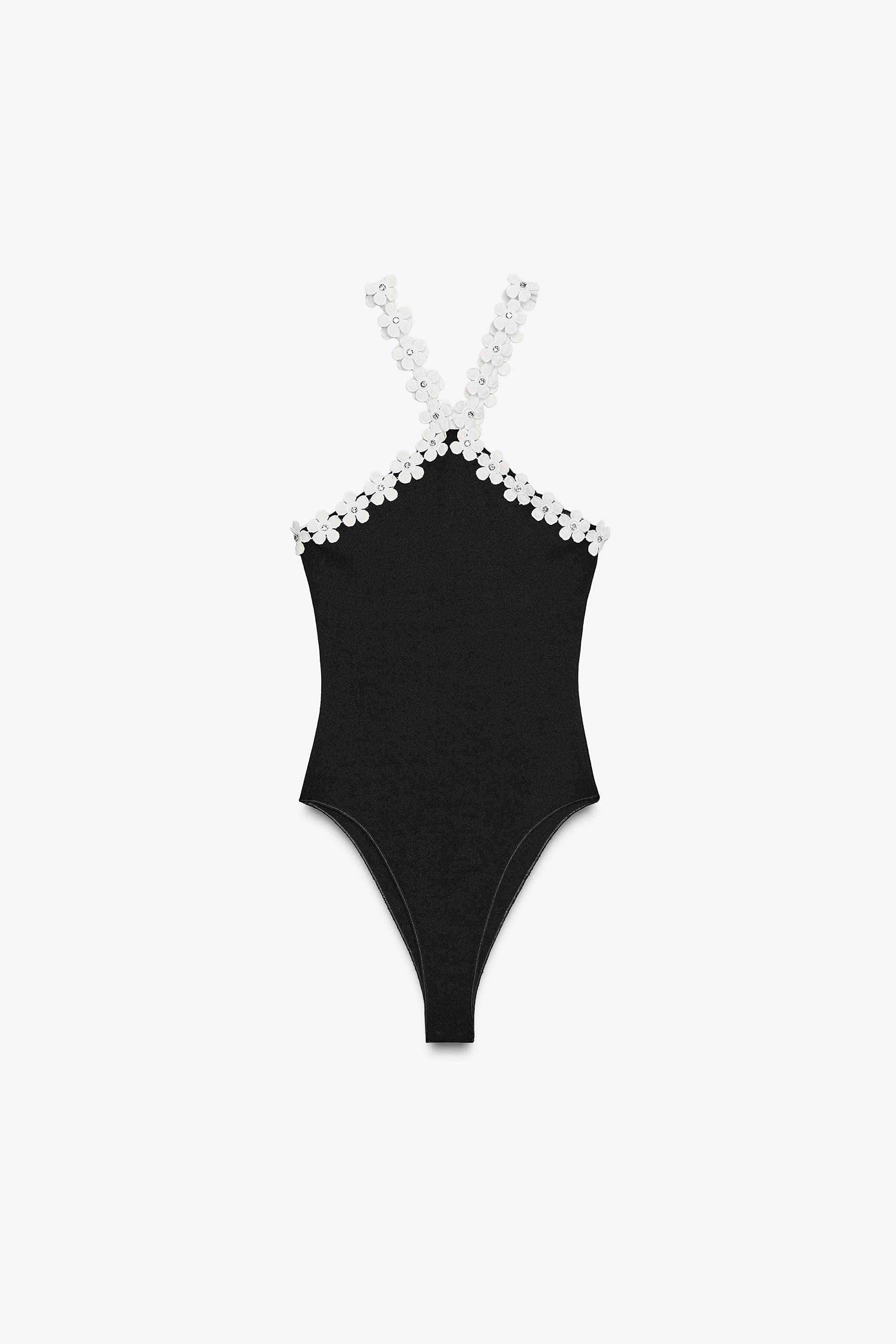FLORAL HARDWARE STRETCH BODYSUIT - Black | ZARA Canada