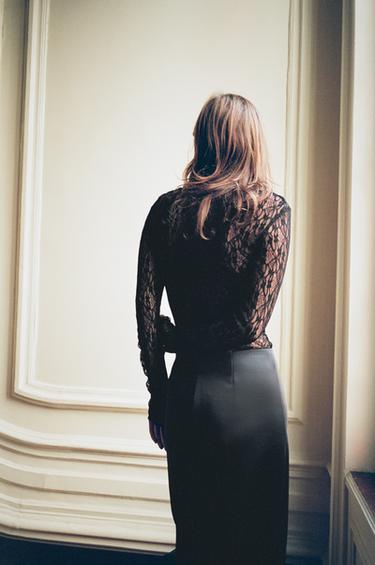 LONG SLEEVE LACE TOP - Black by Zara