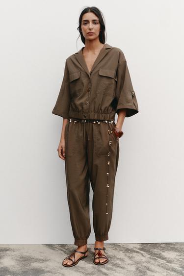 ÁO SƠ MI SAFARI TAY NGẮN - Màu nâu từ Zara