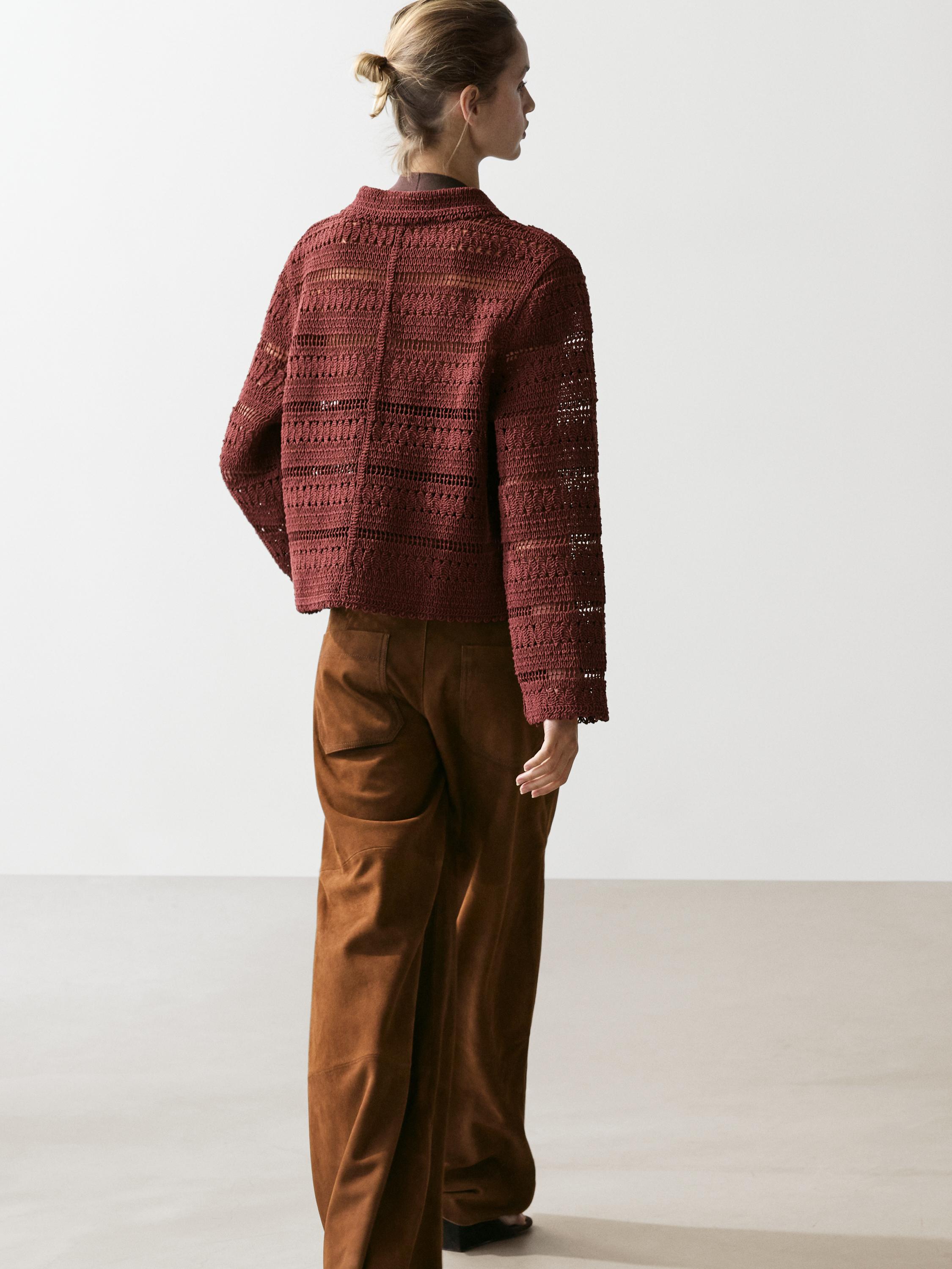 Short cotton crochet jacket