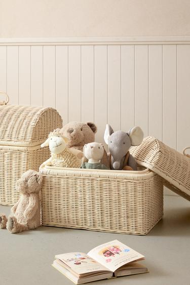 KIDS’ RATTAN HAMPER WITH LID - Oyster-white by Zara - Image 5