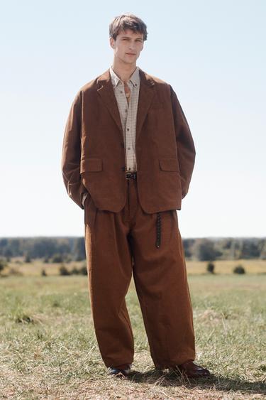 Zara LIMITED EDITION CORDUROY SUIT PANTS - Brown