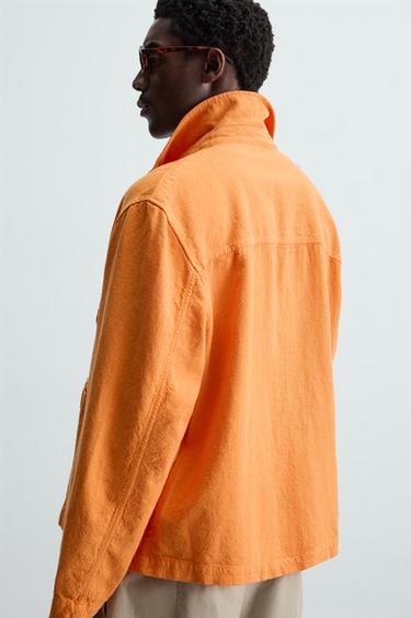 SURCHEMISE LIN - COTON - Orange de Zara - Image 5