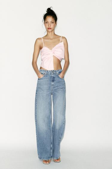 Zara MAXI BOW CROP TOP - Pink - Image 0