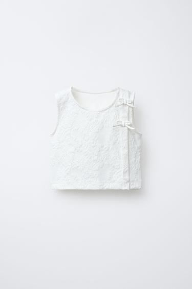 TOP COM ESTRUTURA E LAÇOS - Branco-marfim da Zara