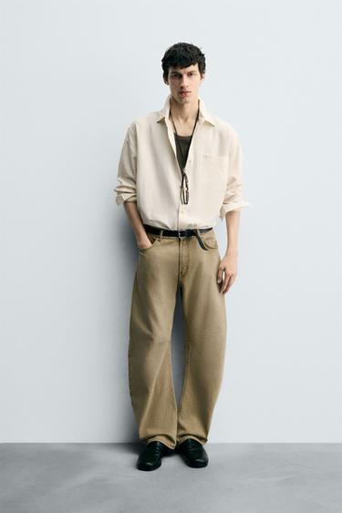 „RELAXED FIT“ LENGVI MARŠKINIAI – Nebalintos drobės spalva – „Zara“ – nuotrauka 0