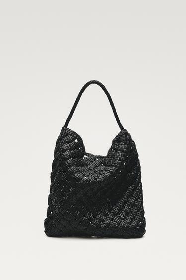 Medium braided nappa leather bag — Black 3