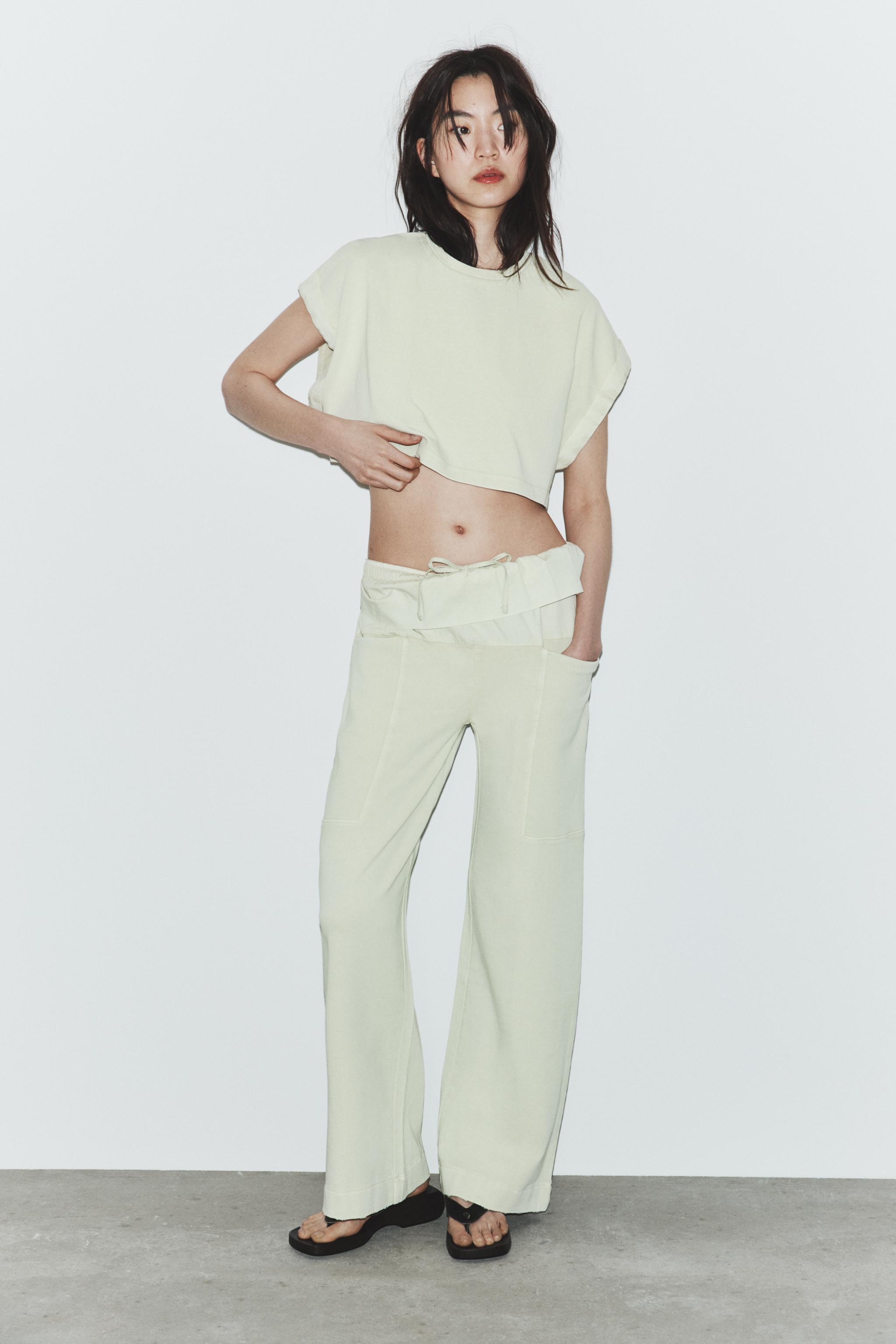 CAMISETA CROPPED COMBINADA - Verde | ZARA Brasil