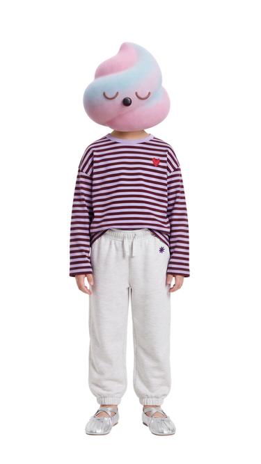 Zara EMBROIDERED HEART STRIPED T-SHIRT - Mauve - Image 0