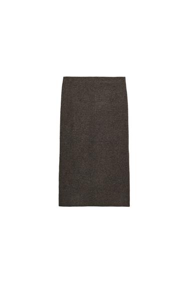 KNIT MIDI SKIRT - Brown / Taupe by Zara