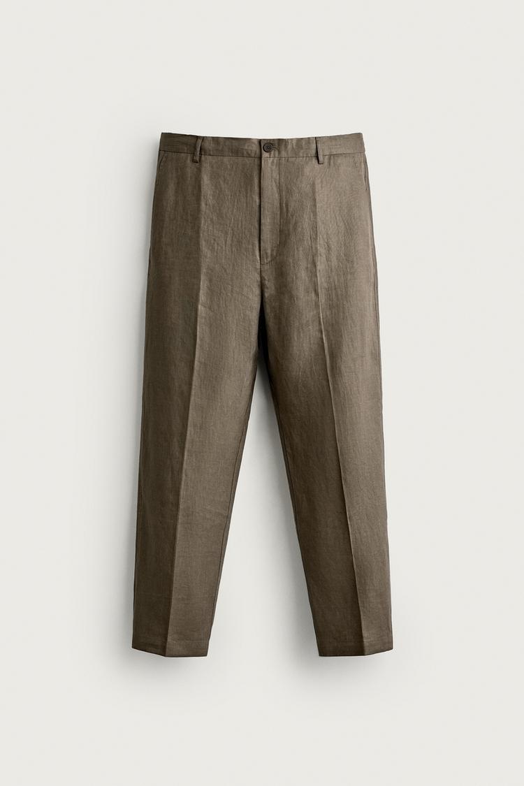 REGULAR FIT 100% LINEN TROUSERS