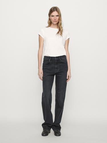 Jeans straight fit tiro alto - Negro de Zara