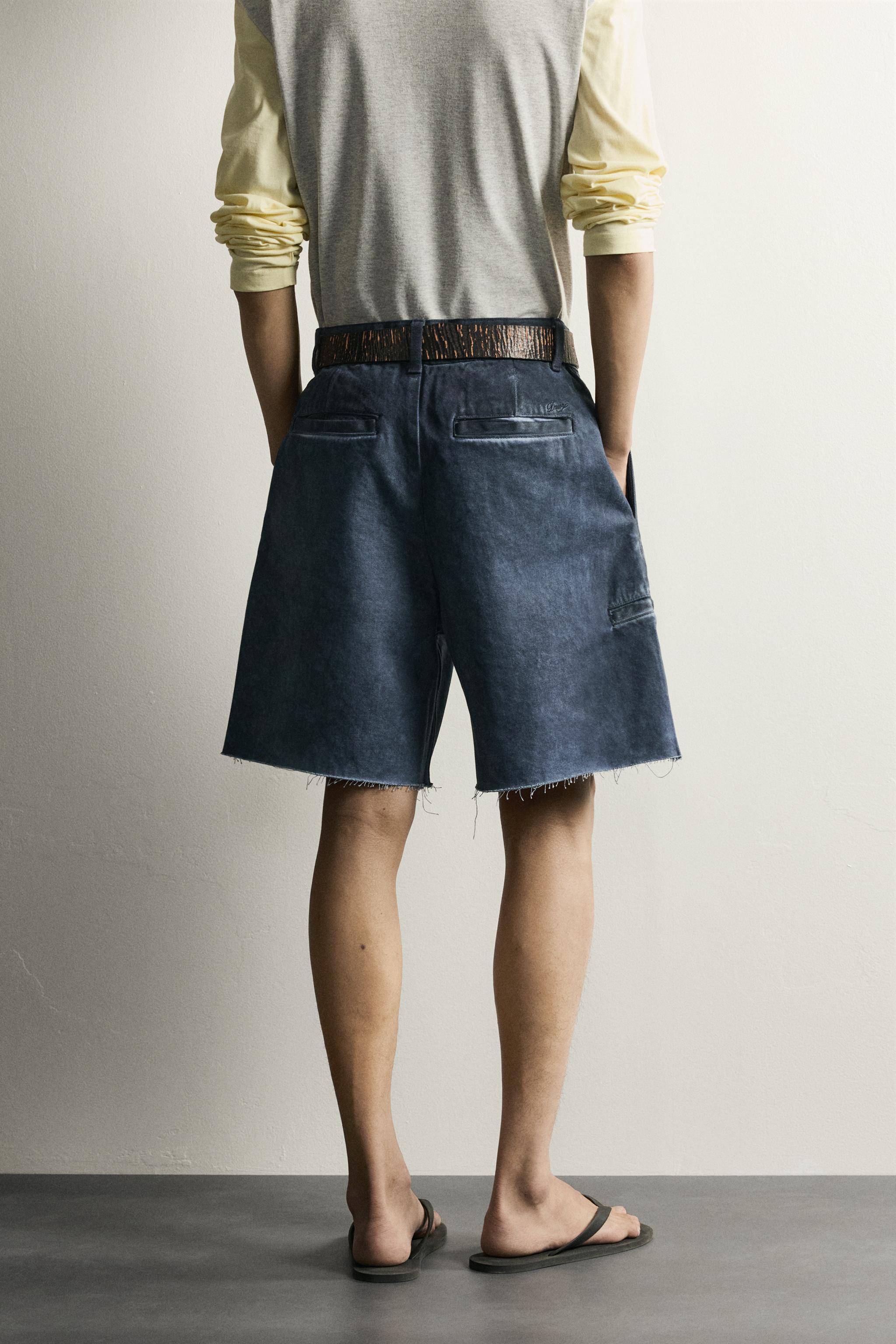 RELAXED FIT IRREGULAR WASH SHORTS