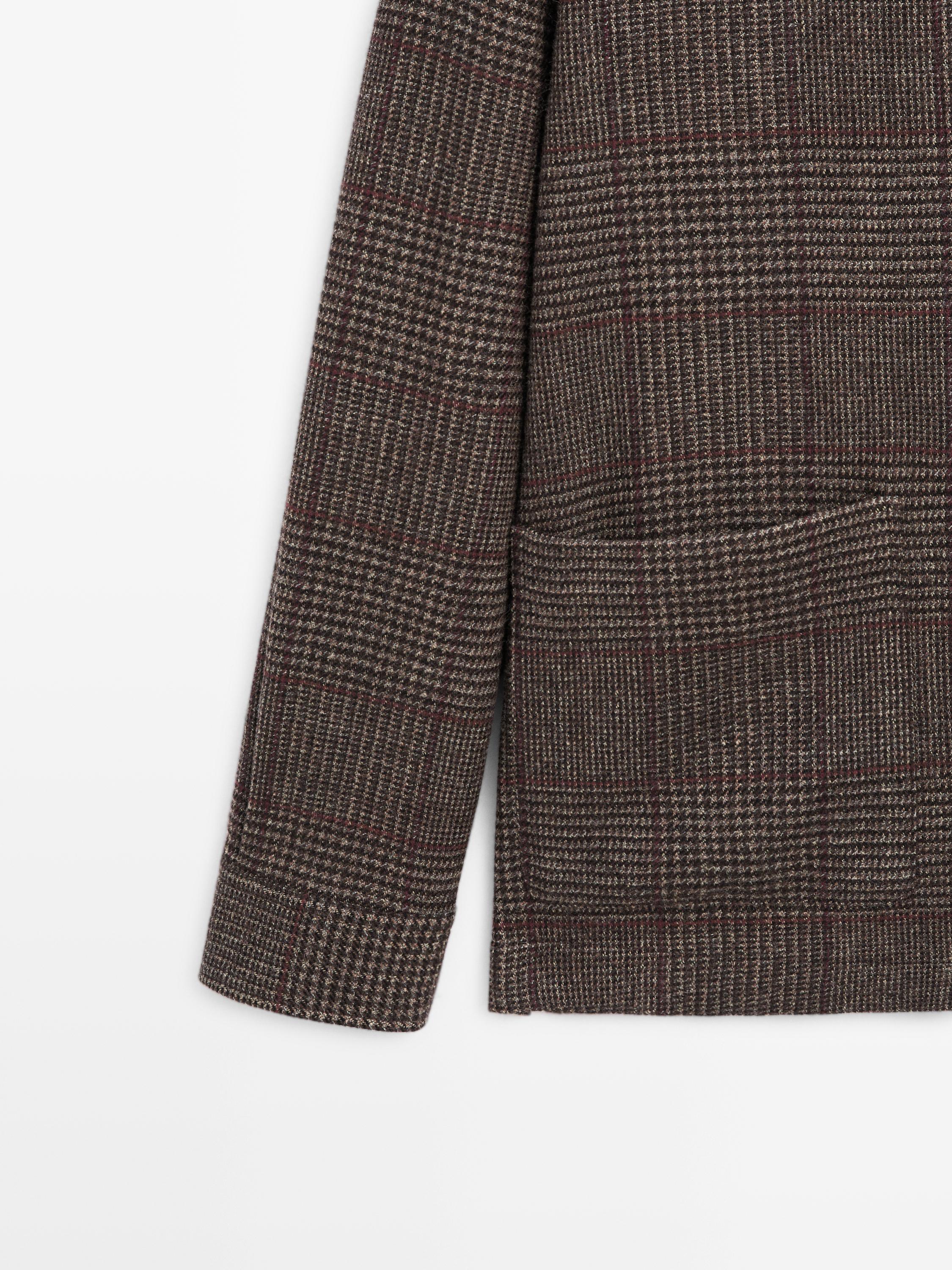 Surchemise à carreaux en laine mélangée
