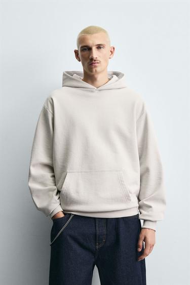 SWEAT À CAPUCHE BASIQUE - Beige clair de Zara