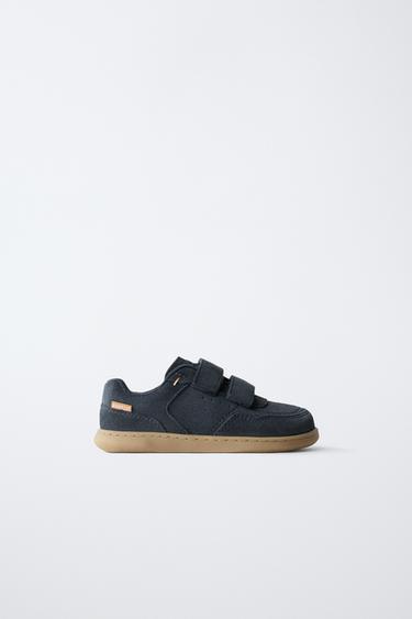 LEATHER STRAP BAREFOOT SNEAKERS - Navy Blue by Zara
