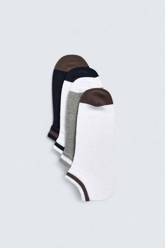FOUR-PACK OF STRIPED ANKLE SOCKS