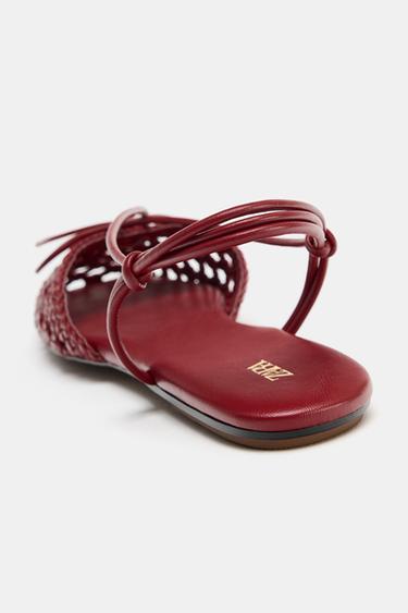 BRAIDED SLINGBACK CAGE SANDALS - Red by Zara - Image 6