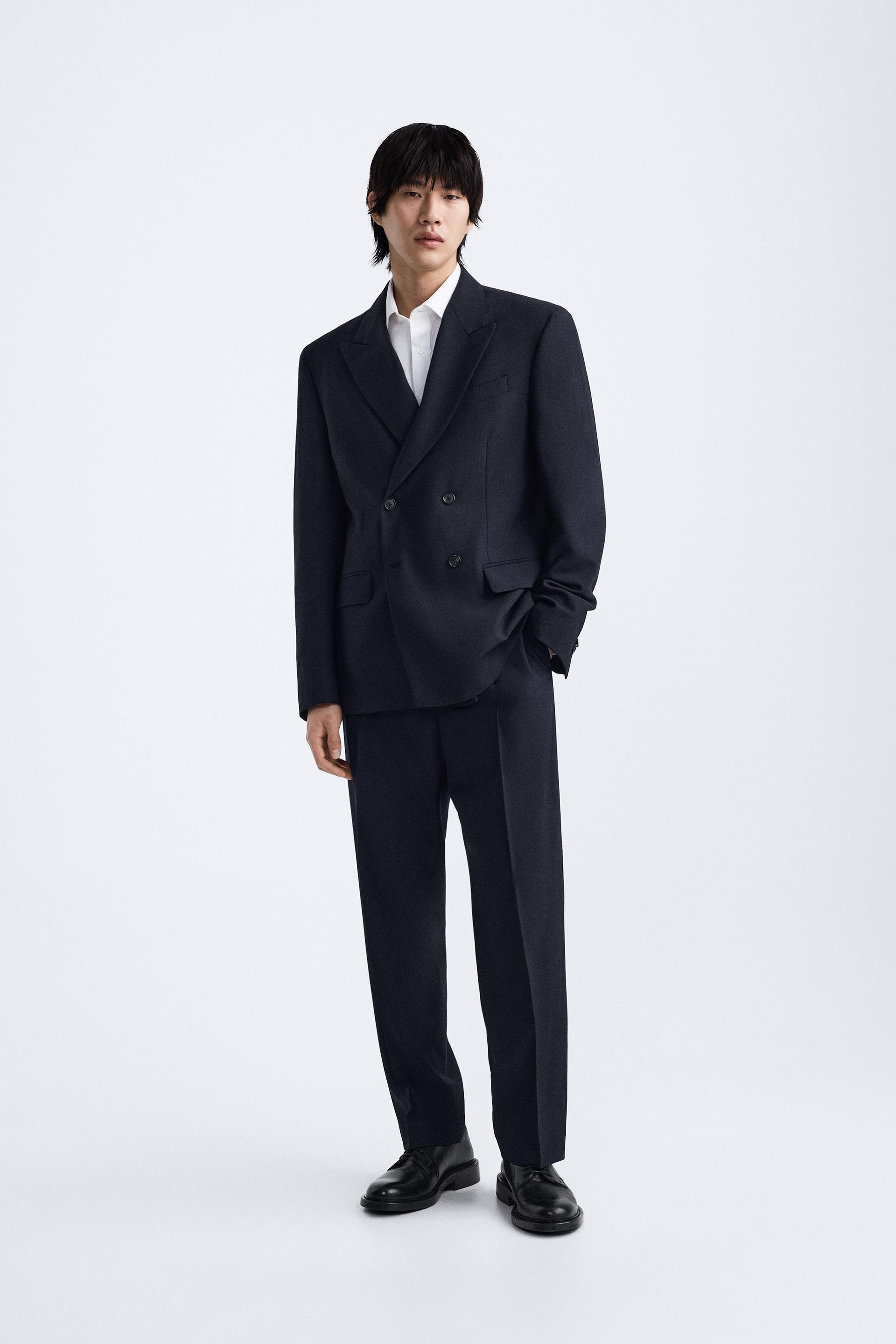 WOOL BLEND SUIT TROUSERS - Navy blue | ZARA Spain