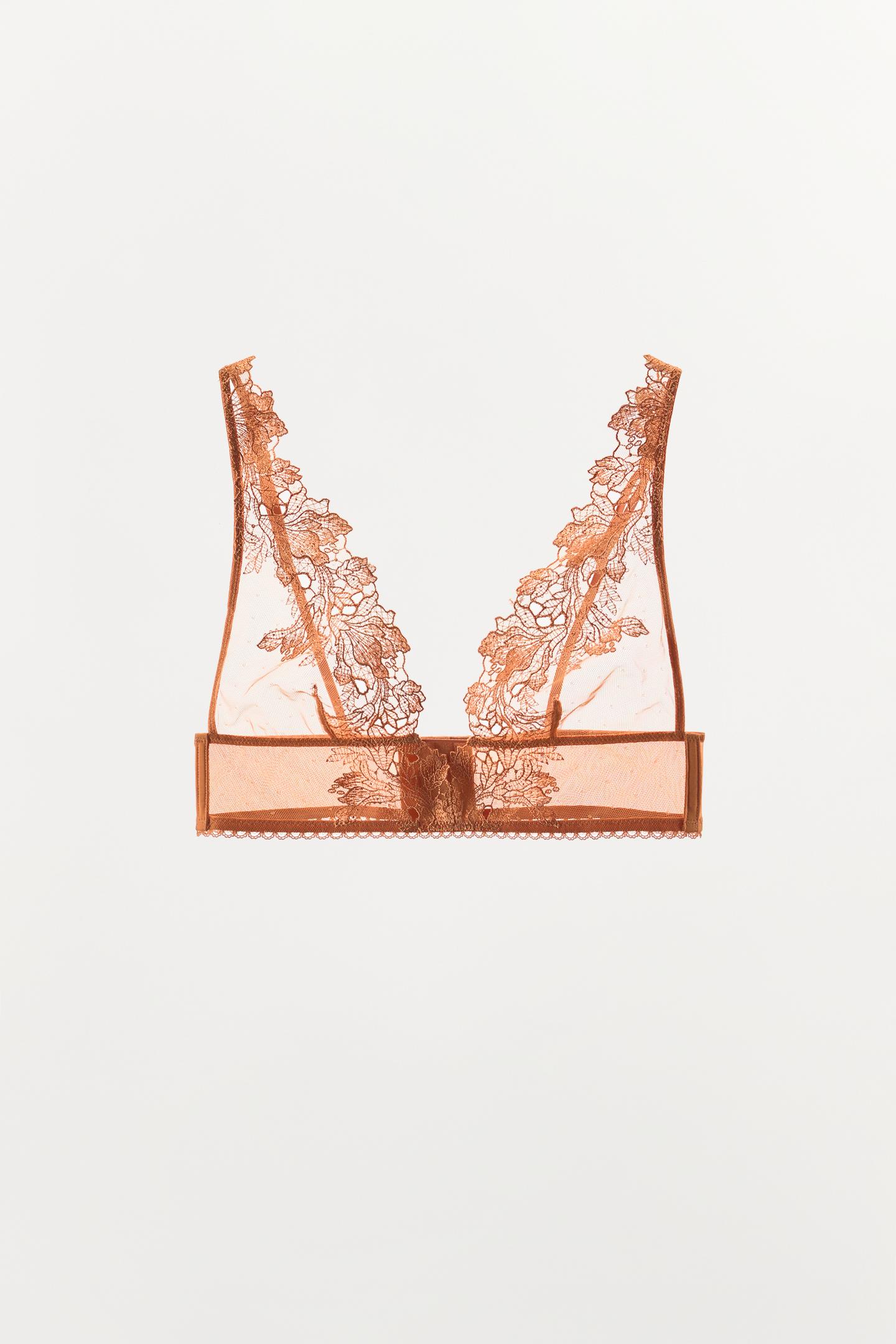 Бра, треугольные чашки, кружево, сетка — Zara, цвет: Кирпичный — фото 5