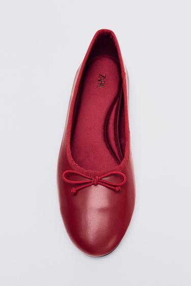 BOW BALLET FLATS - Red by Zara
