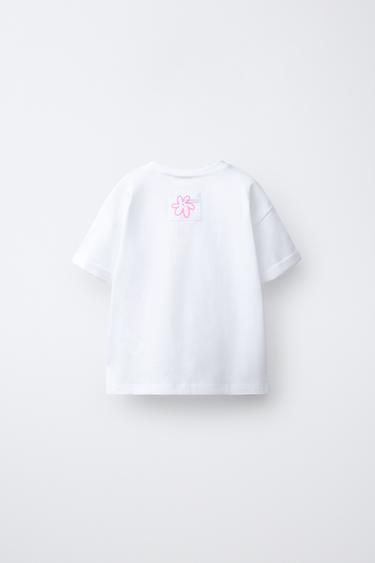 EMBOSSED FLORAL PRINT T-SHIRT - White by Zara - Image 1