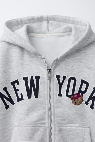 ZIP-UP HOODIE WITH SLOGAN PRINT - Grey marl by Zara - Image 2