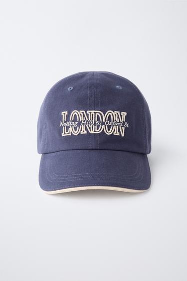 GORRA VARSITY TEXTO BORDADO - Azul de Zara