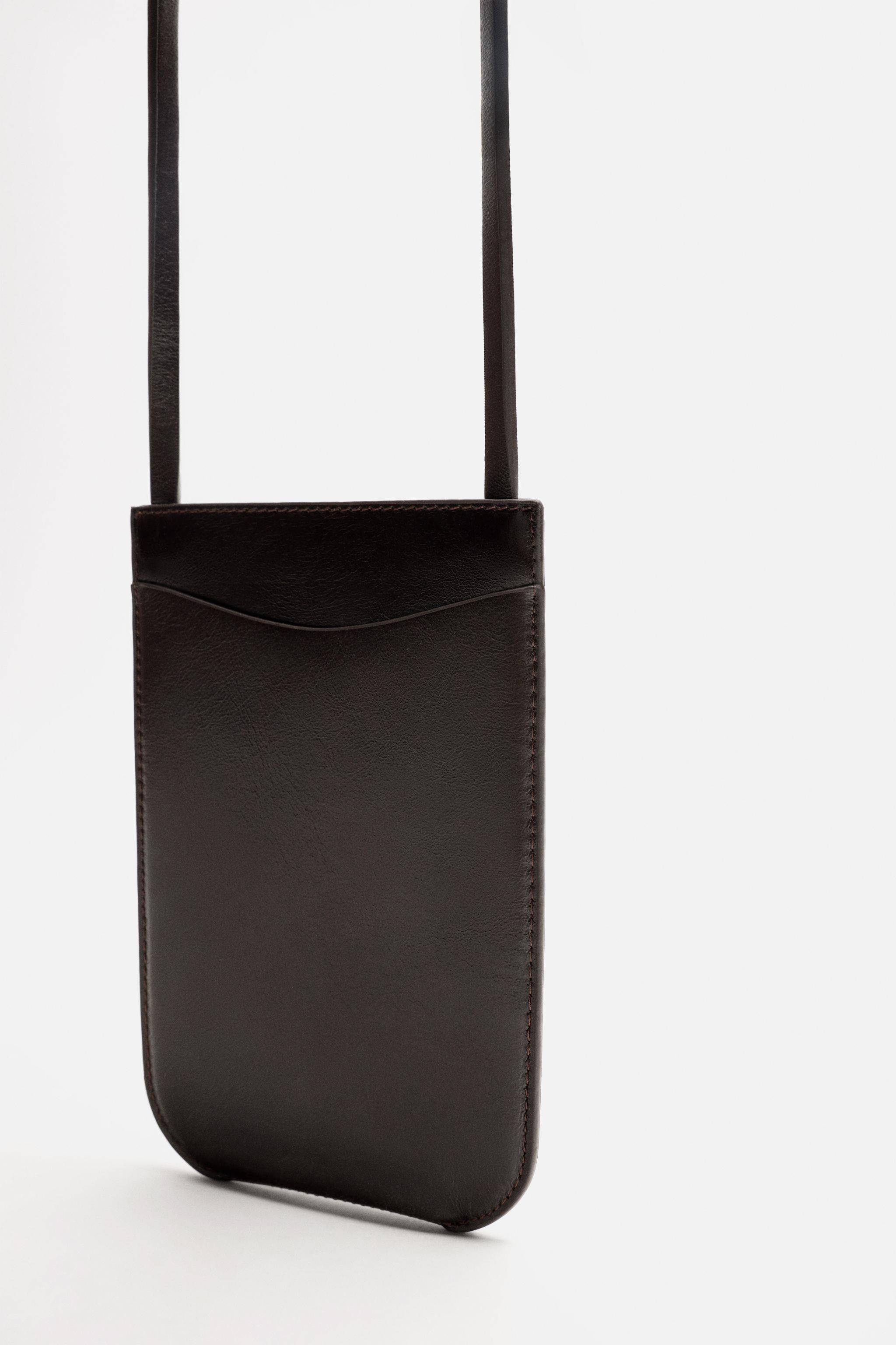 LEATHER CROSSBODY BAG - Brown | ZARA United States
