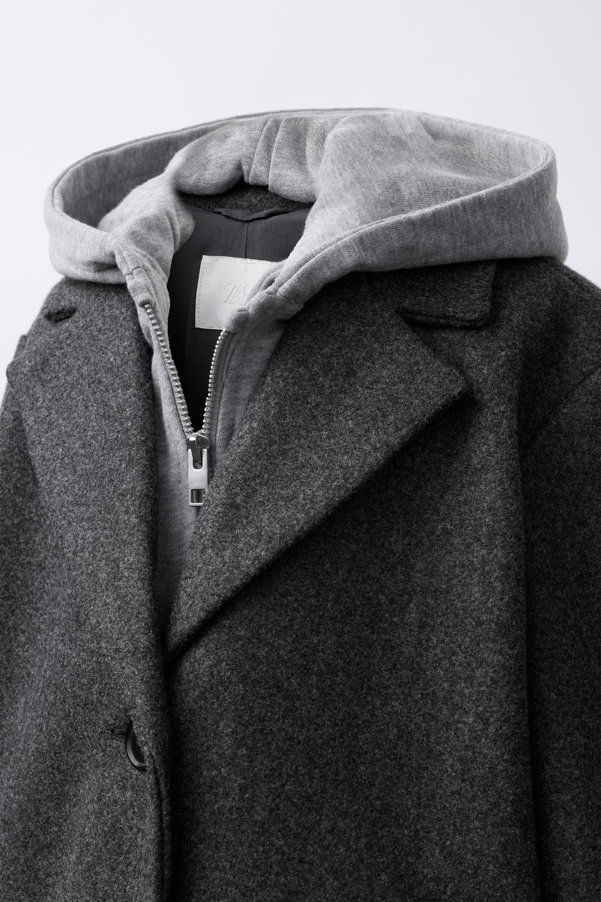 ZARA アウター LONG COAT WITH REMOVABLE HOODIE - Gray | ZARA United States
