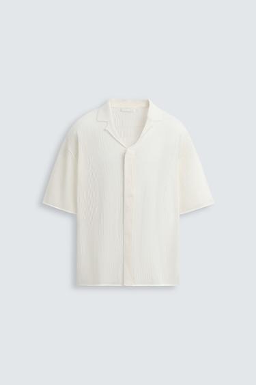 Zara OPEN KNIT SHIRT - Ecru